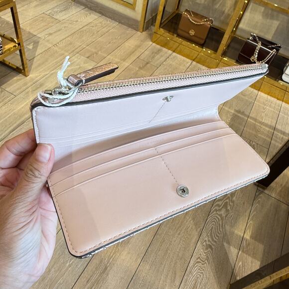 Tory Burch Emerson Slim Envelope Wallet 176910 Sparkle Pink $260 - Picture 3 of 6